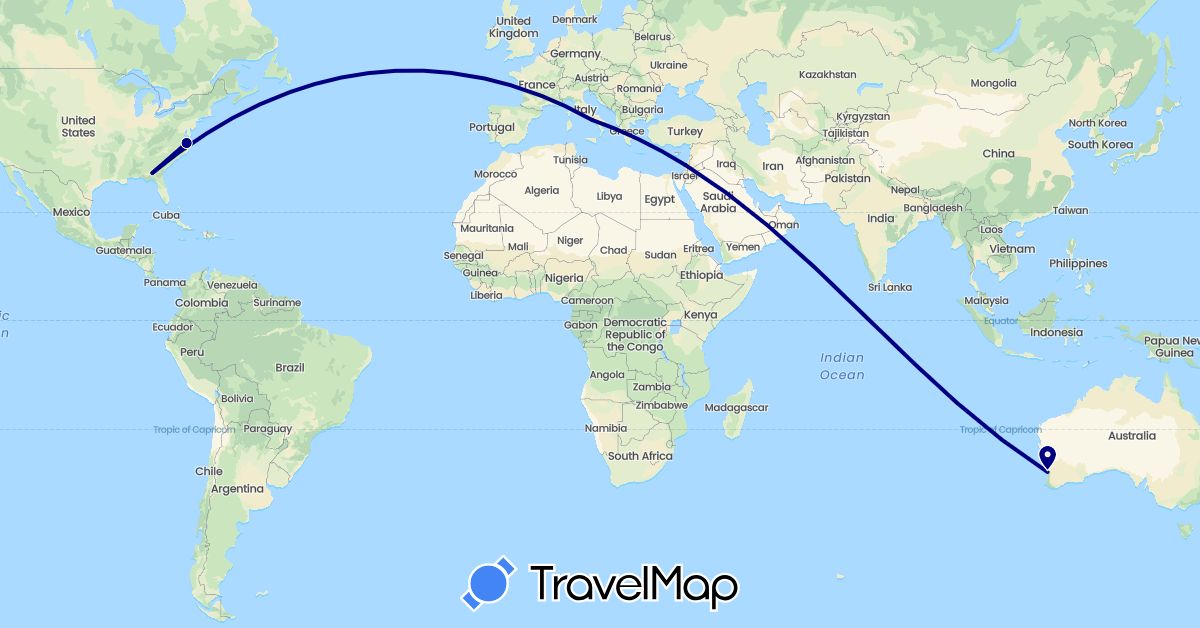 TravelMap itinerary: driving in Australia, Israel, Italy, United States (Asia, Europe, North America, Oceania)